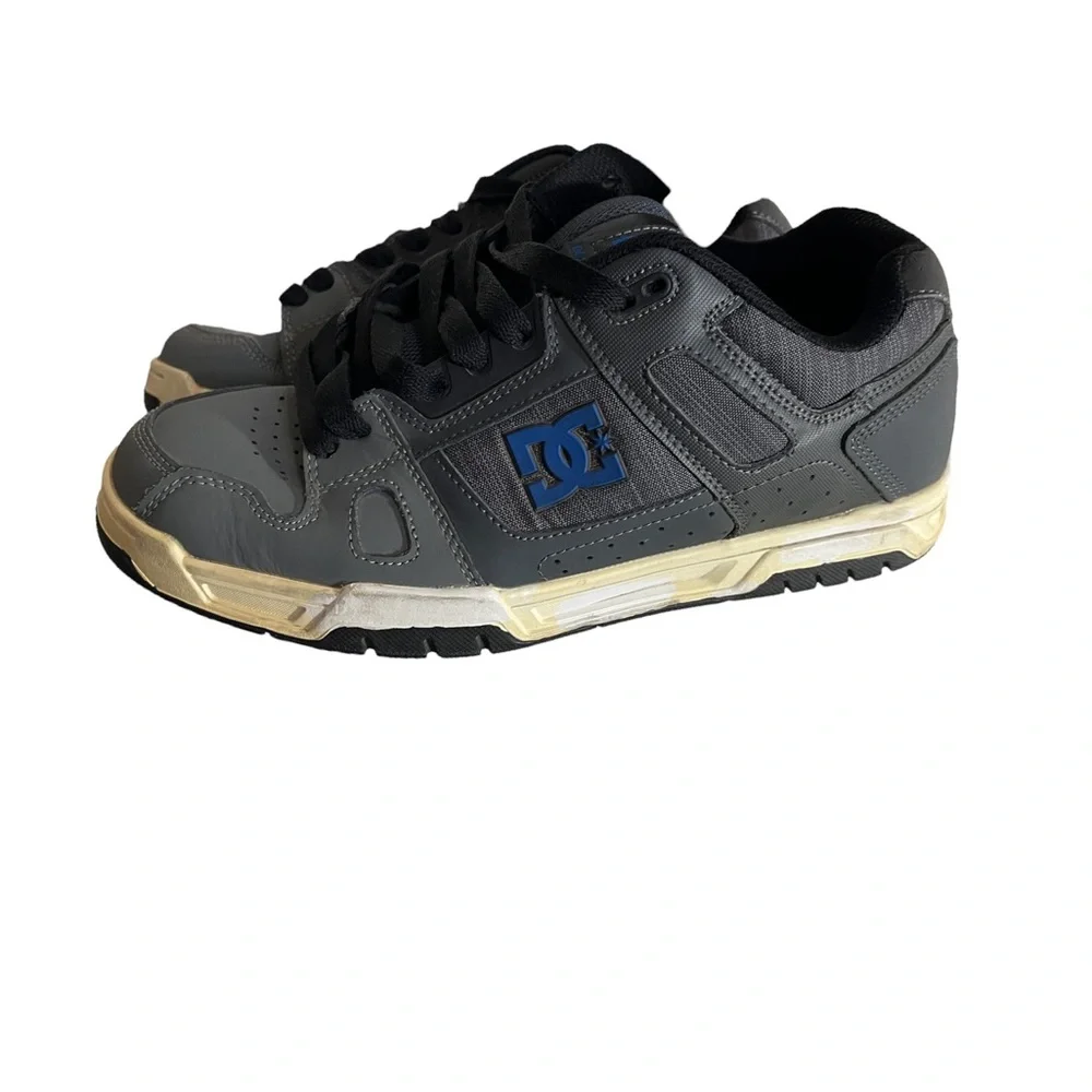 Mens DC Stag Skate Shoes Size 9.5 Black Grey Trainers Skateboarding